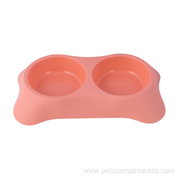 plastic trapezoidal plastic double bowl pet supplies